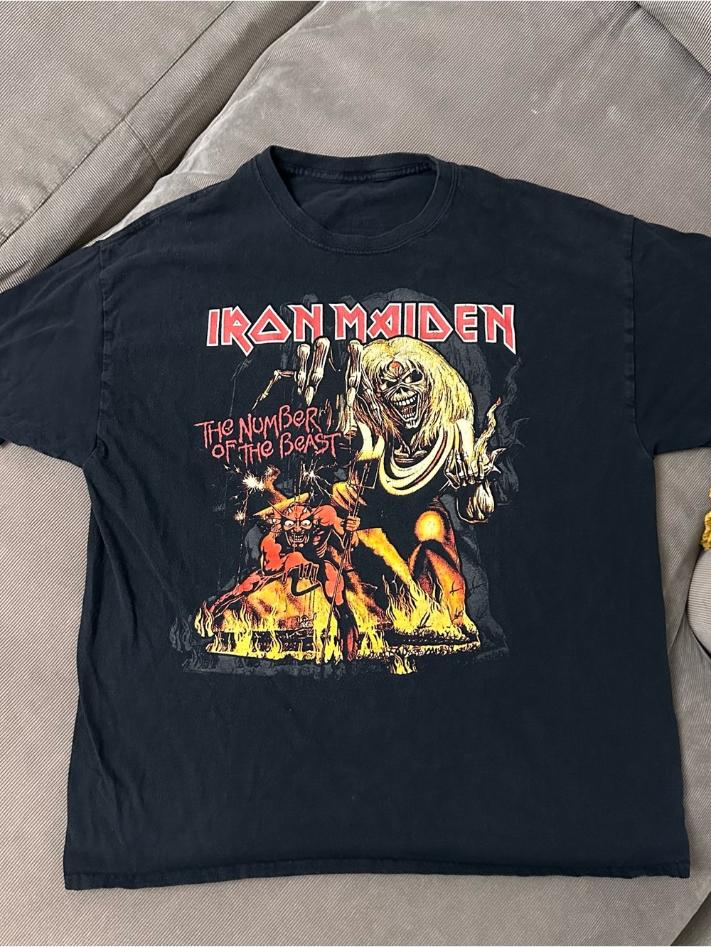 Retro Iron Maiden The Number of the Beast Shirt Mens XL Black Rock Metal Band T